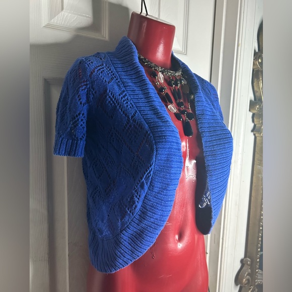 AB STUDIO COBALT BLUE BOLERO SWEATER SHRUG CARDIGAN -SIZE XS - Picture 3 of 9